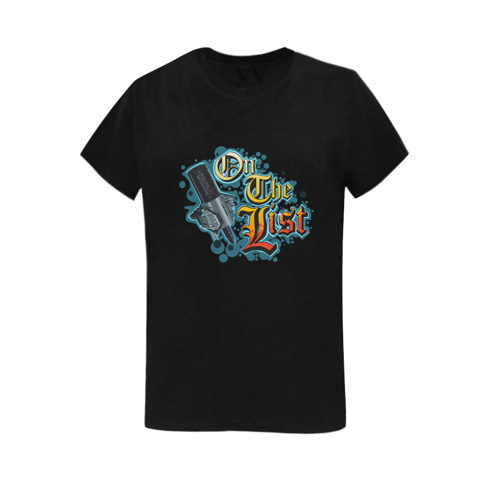 On The List Official Microphone Logo T-Shirt Men's Women's T-Shirt in USA Size (Two Sides Printing)
