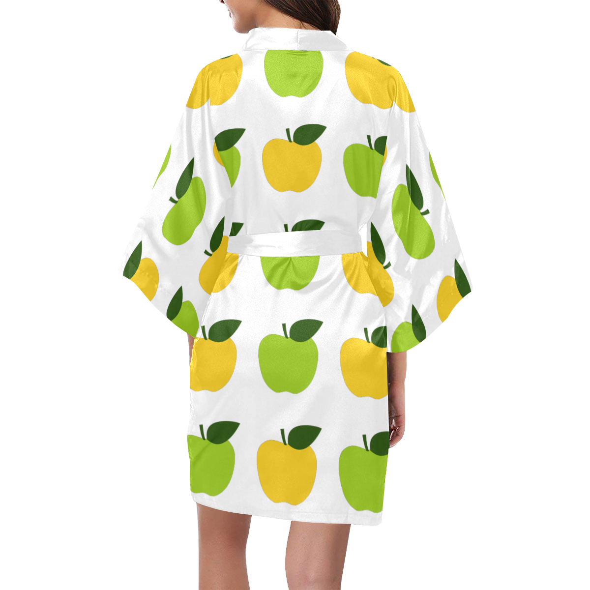Apples Teacher's Pet Yellow Green Kimono Robe
