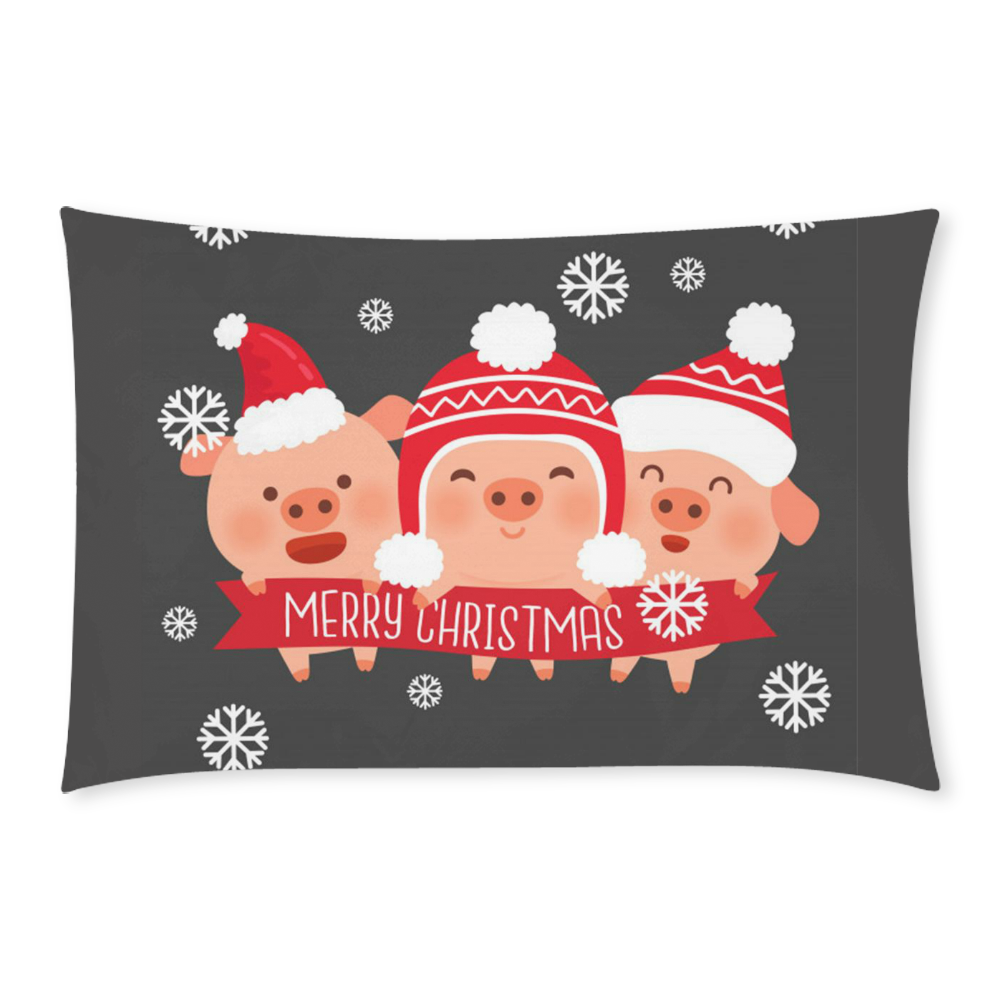 Three Little Piggys Say Merry Christmas 3-Piece Bedding Set