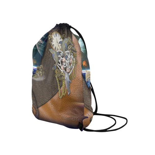 Our dimension of Time Medium Drawstring Bag Model 1604 (Twin Sides) 13.8"(W) * 18.1"(H)