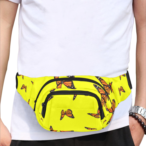 butterfly-frabic-design-yellow bag Fanny Pack/Small (Model 1677)