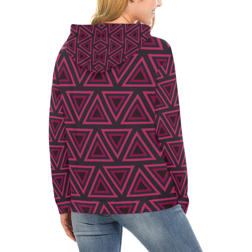 Tribal Ethnic Triangles All Over Print Hoodie for Women (USA Size) (Model H13)