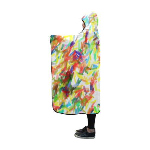 Colorful brush strokes Hooded Blanket 60''x50''