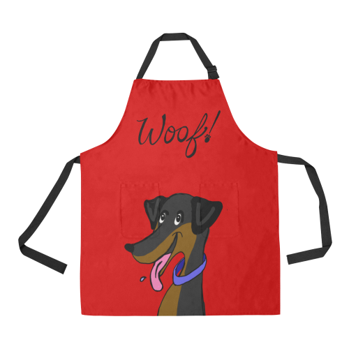 Woof!! dachshund - red All Over Print Apron