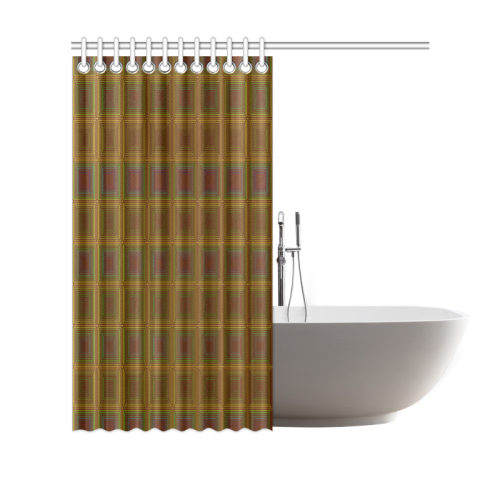 Golden brown multicolored multiple squares Shower Curtain 69"x70"
