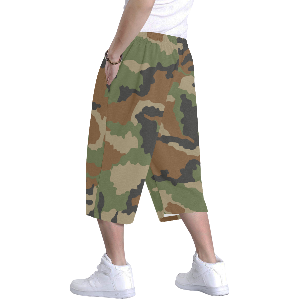 woodland camouflage pattern Men's All Over Print Baggy Shorts (Model L37)