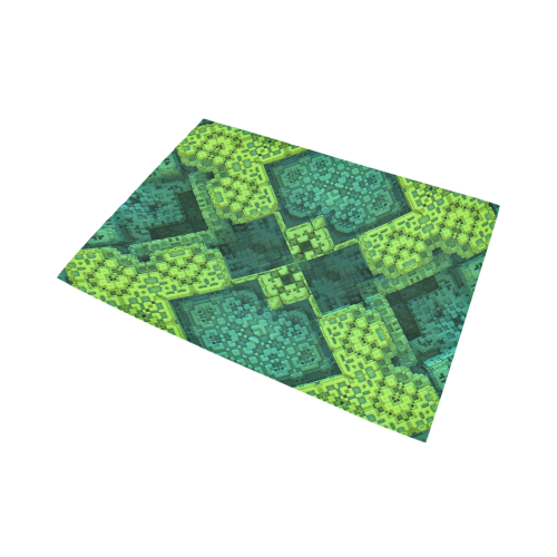 Green Theme 3D Mosaic Area Rug7'x5'
