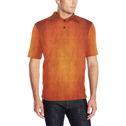 Orange Fade Men's All Over Print Polo Shirt (Model T55)