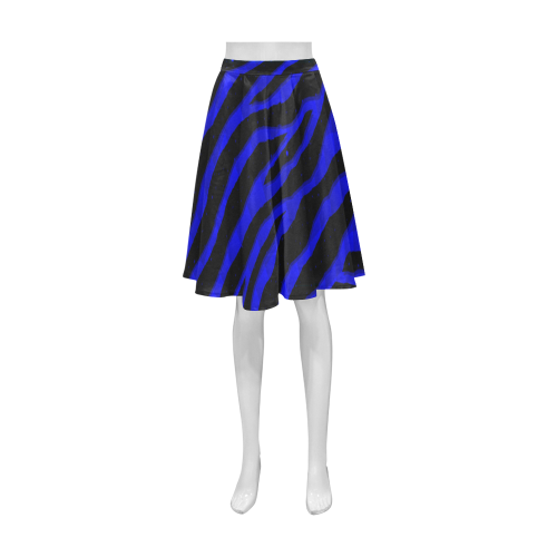 Ripped SpaceTime Stripes - Blue Athena Women's Short Skirt (Model D15)