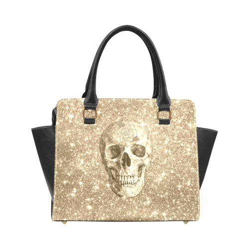 Modern sparkling Skull  by JamColors Rivet Shoulder Handbag (Model 1645)