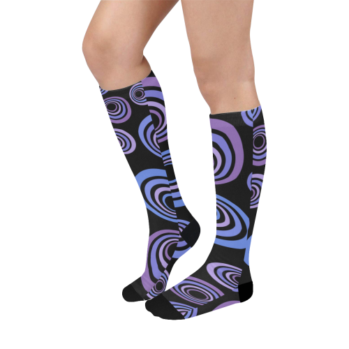 Retro Psychedelic Ultraviolet Pattern Over-The-Calf Socks