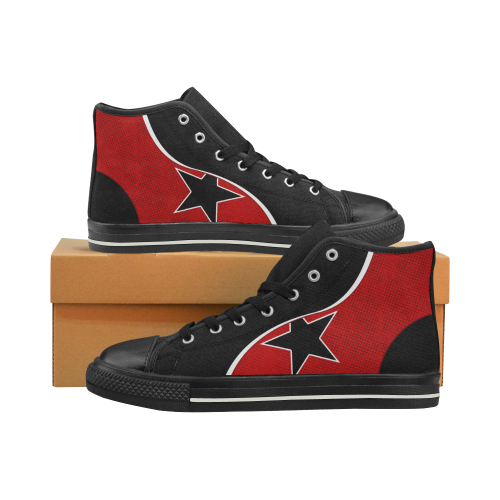RED W Women's Classic High Top Canvas Shoes (Model 017)
