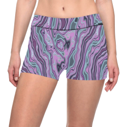 Purple marble Women's All Over Print Short Leggings (Model L28)