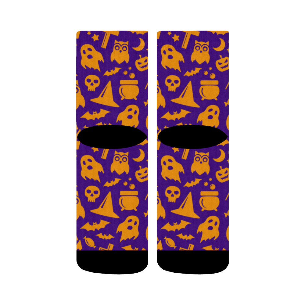 Fun Scary Halloween Pattern Crew Socks
