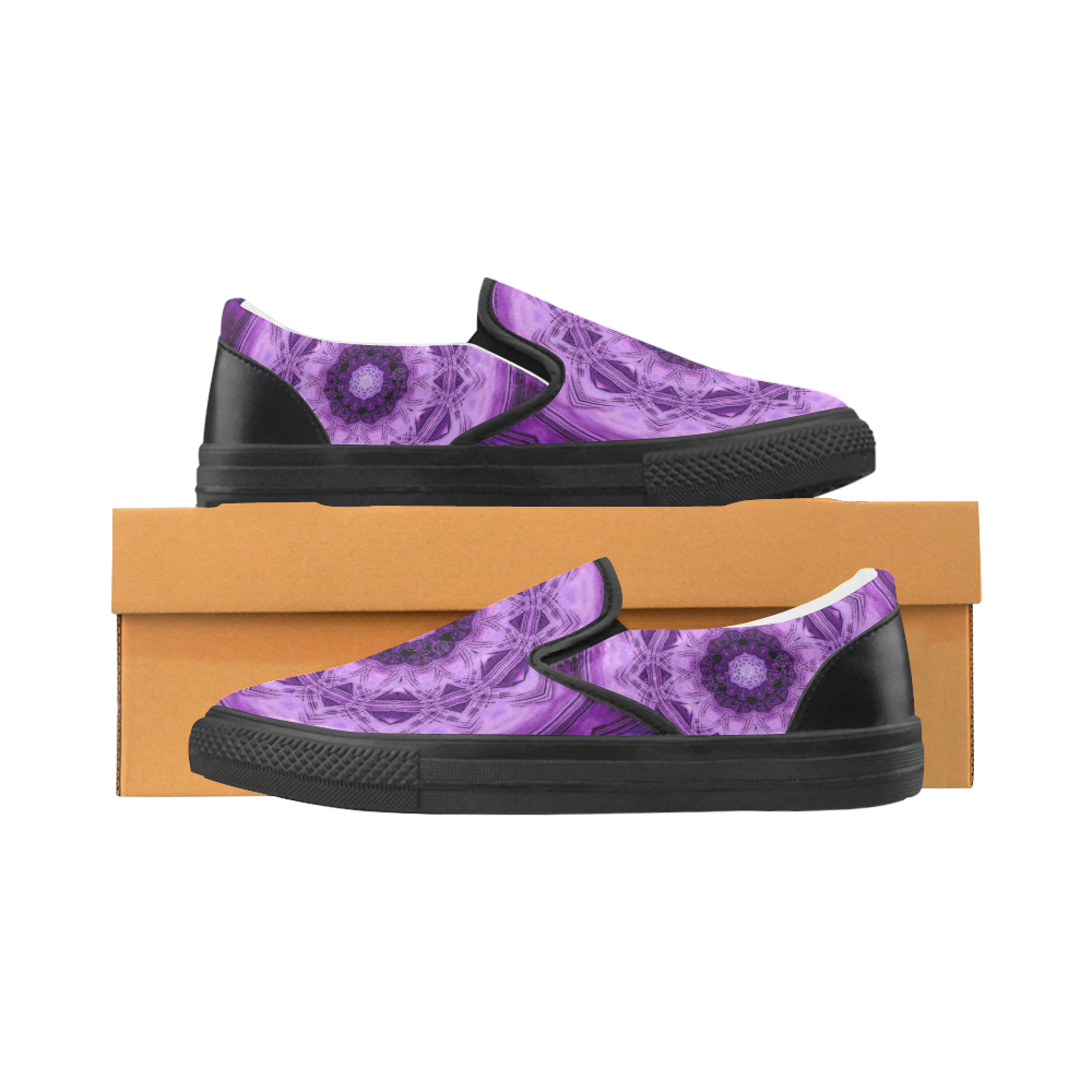 MANDALA PURPLE POWER Women's Slip-on Canvas Shoes (Model 019)