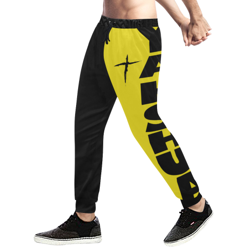 Yahshua Joggers (Black Yellow) Men's All Over Print Sweatpants (Model L11)