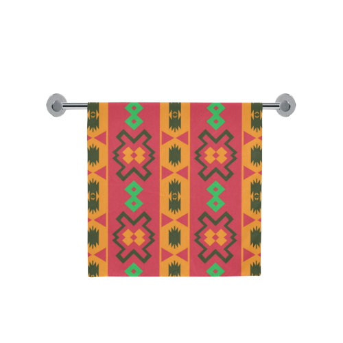 Tribal shapes in retro colors (2) Bath Towel 30"x56"