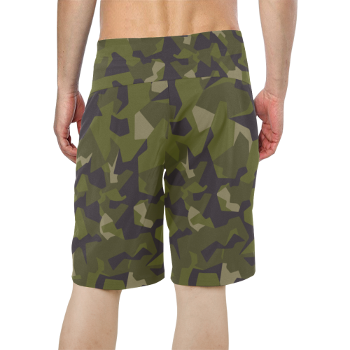 swedish M90 woodland camouflage Men's All Over Print Board Shorts (Model L16)
