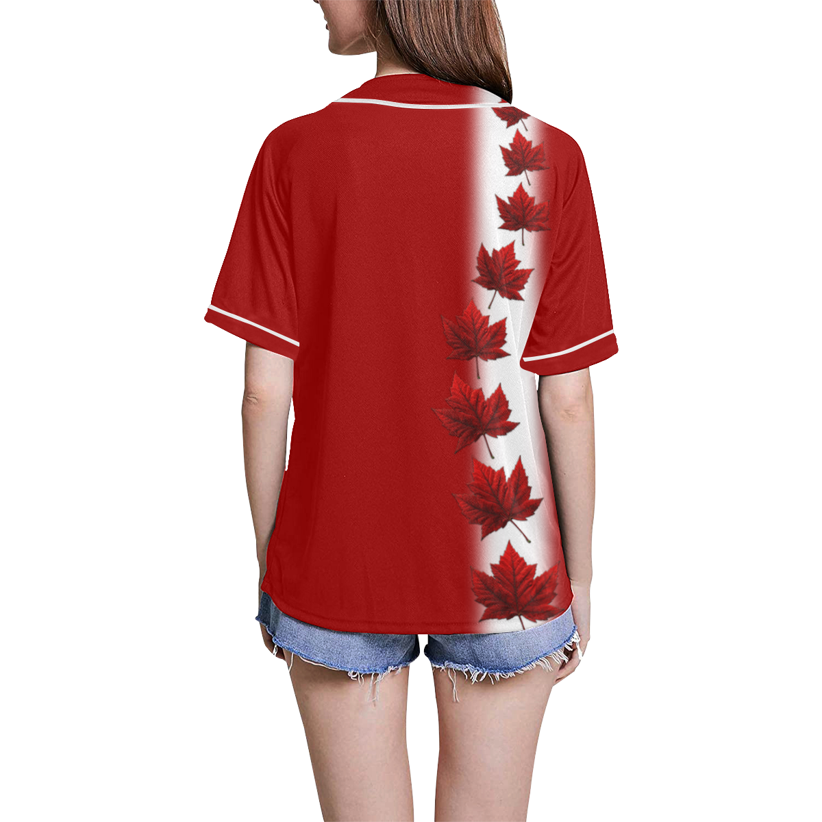 Canada Souvenir Baseball Shirts Sporty All Over Print Baseball Jersey for Women (Model T50)