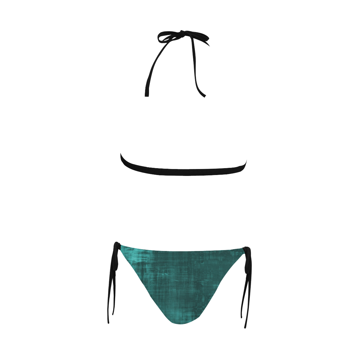 Turquoise Green Grunge Buckle Front Halter Bikini Swimsuit (Model S08)