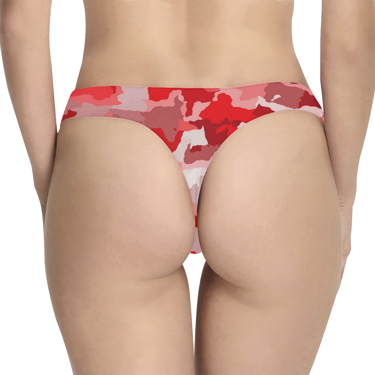 camouflage red Women's All Over Print Thongs (Model L30)