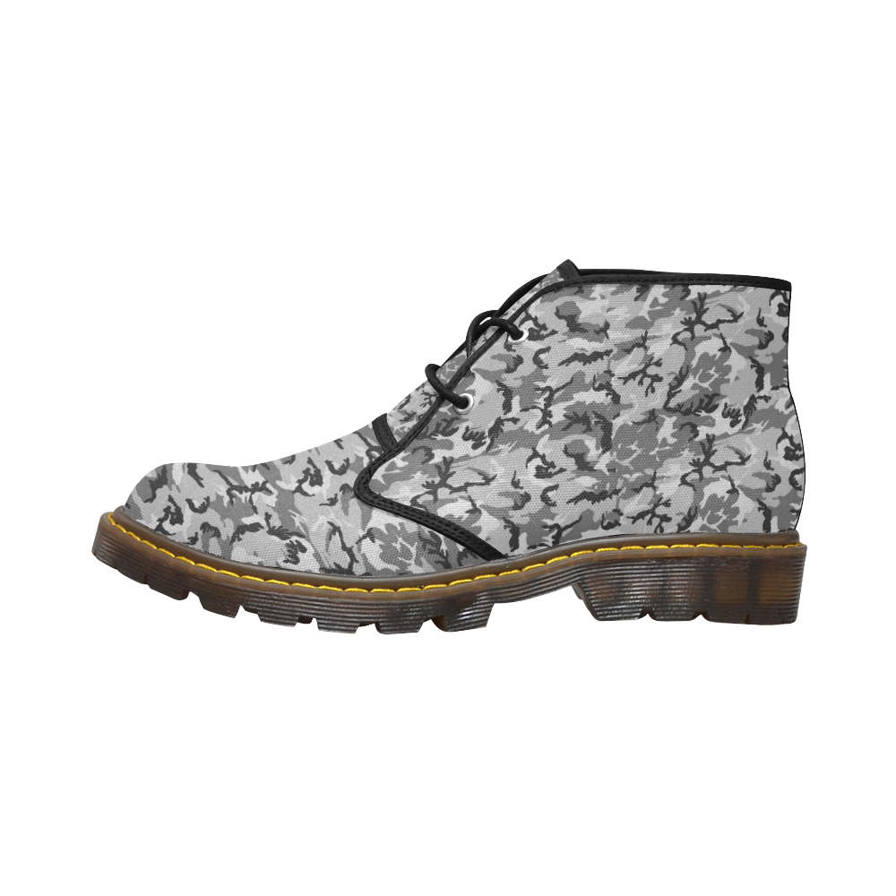 Woodland Urban City Black/Gray Camouflage Women's Canvas Chukka Boots (Model 2402-1)