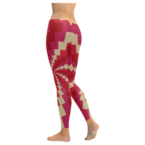Pink red wave Women's Low Rise Leggings (Invisible Stitch) (Model L05)
