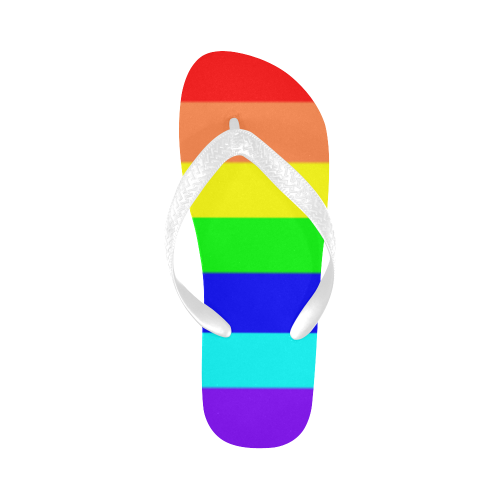 Rainbow Stripes Flip Flops for Men/Women (Model 040)