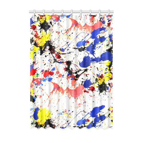 Blue and Red Paint Splatter Window Curtain 52" x 72"(One Piece)