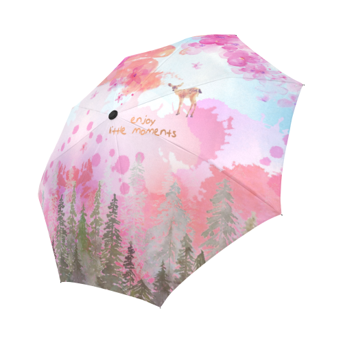 Little Deer in the Magic Pink Forest Auto-Foldable Umbrella (Model U04)