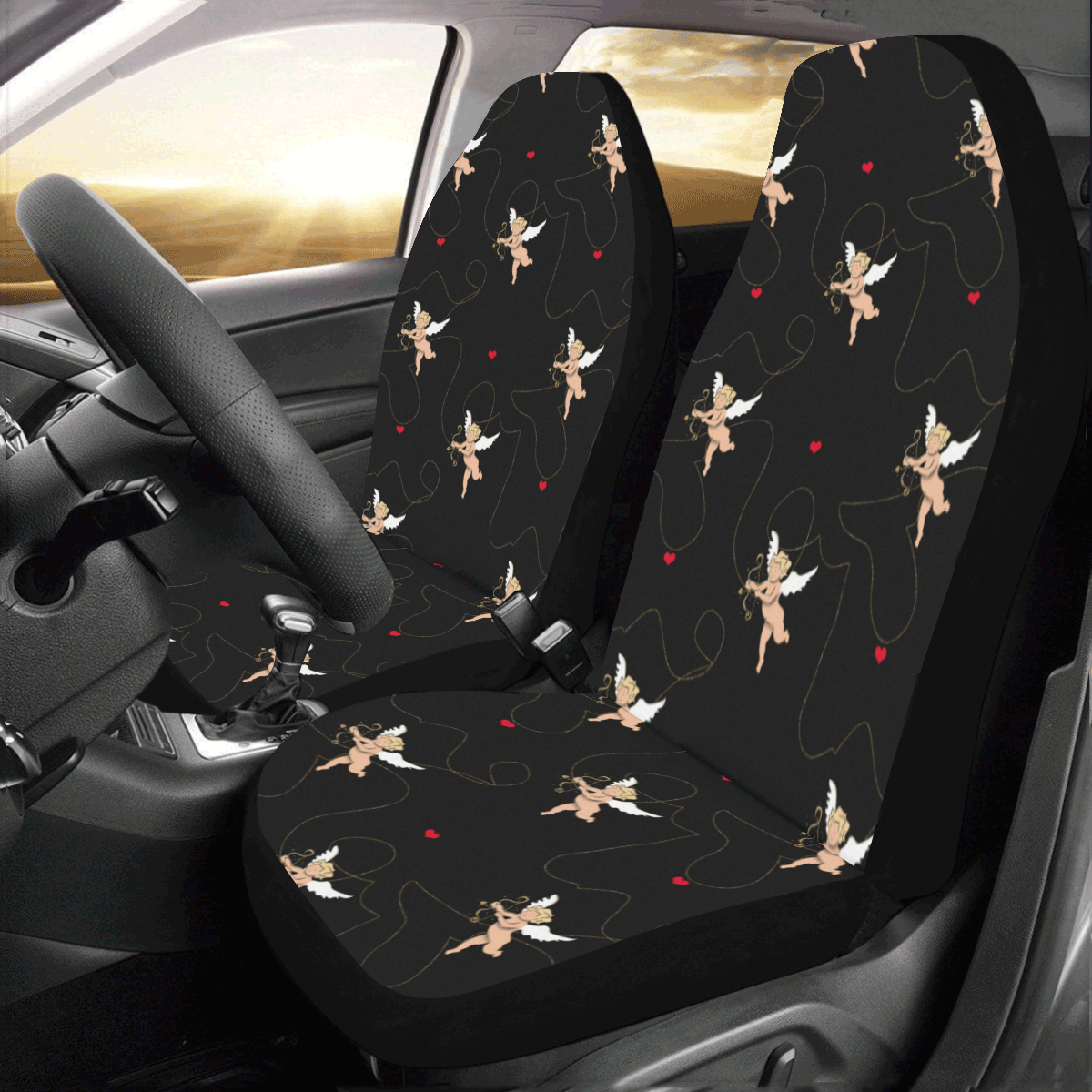 Valentines angels - dense Car Seat Covers (Set of 2)