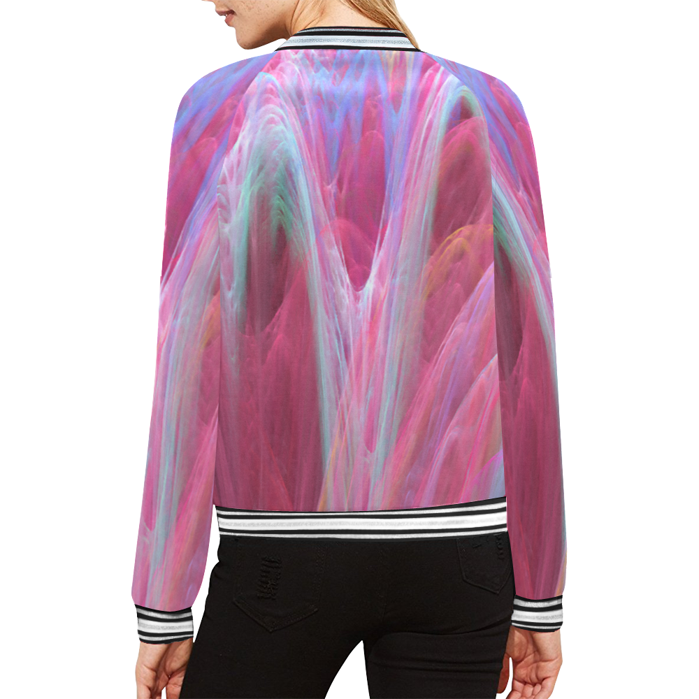 PRETTY IN PINK All Over Print Bomber Jacket for Women (Model H21)