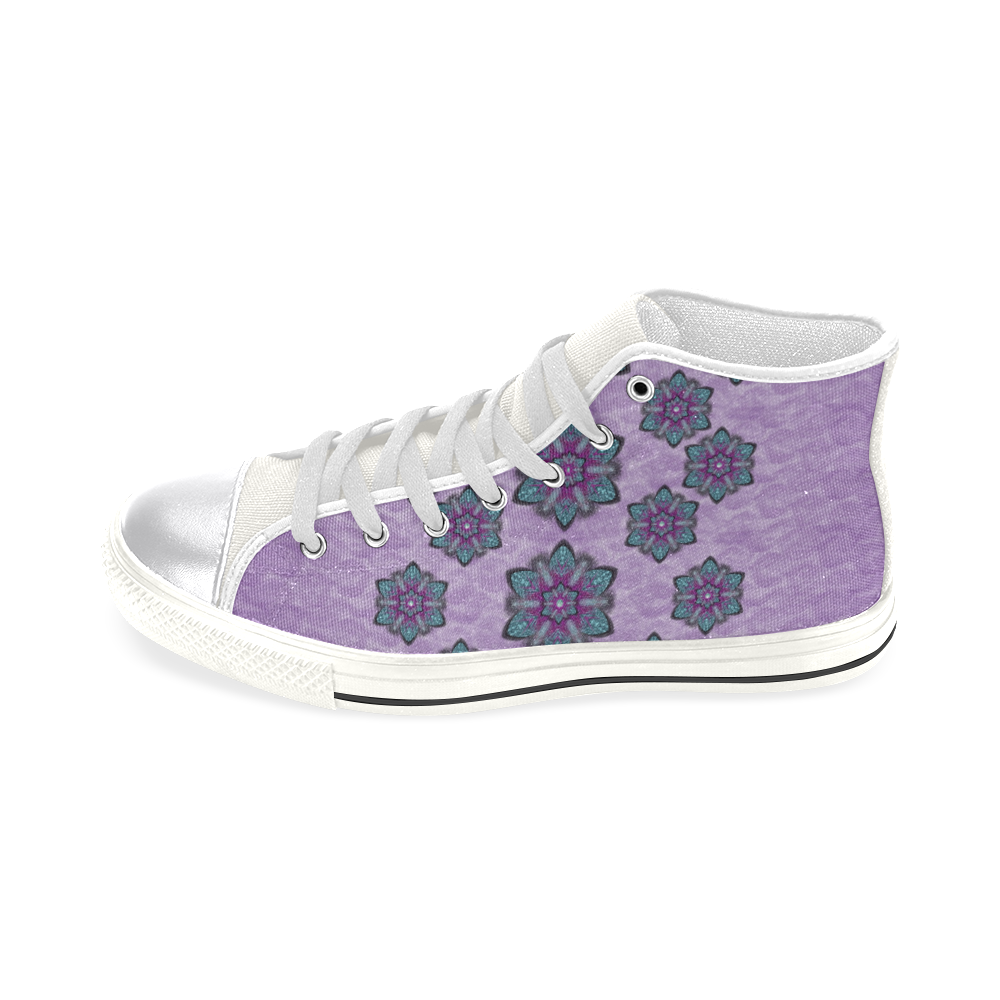 a gift with flowers stars and bubble wrap Women's Classic High Top Canvas Shoes (Model 017)