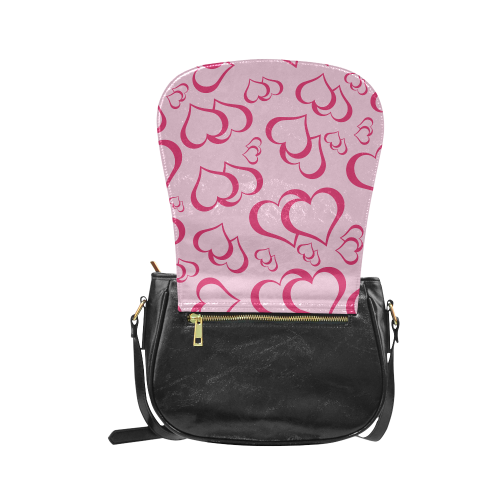 Pink Blush Hearts Classic Saddle Bag/Large (Model 1648)