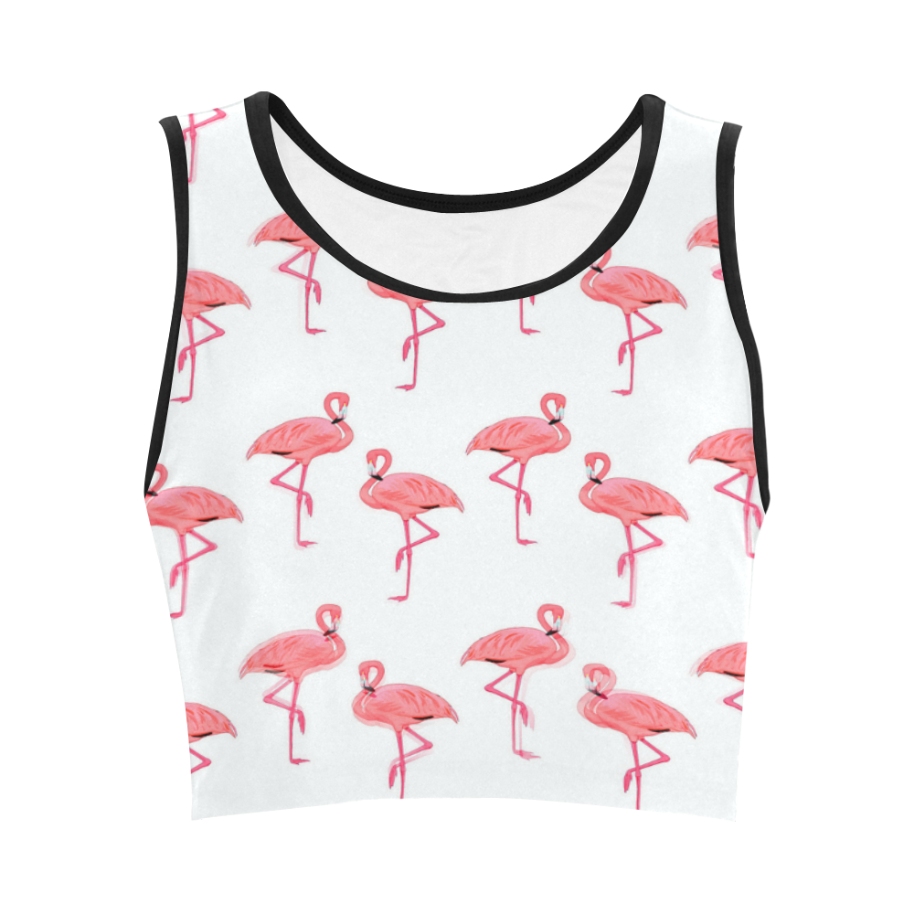 Classic Pink Flamingo Pattern Women's Crop Top (Model T42)