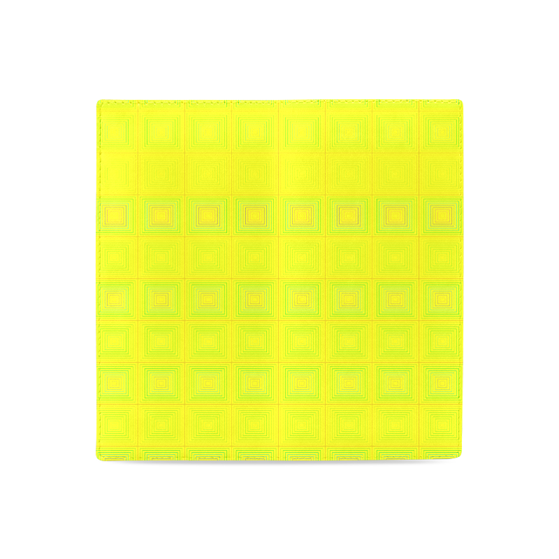 Yellow multicolored multiple squares Women's Leather Wallet (Model 1611)