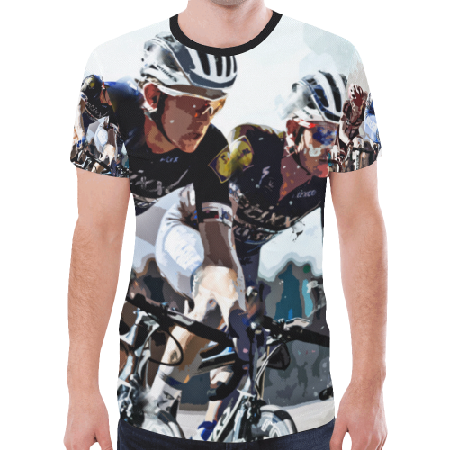 Bike Cyclists Battling for Position in Race New All Over Print T-shirt for Men (Model T45)