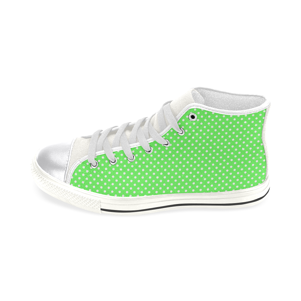 Eucalyptus green polka dots Women's Classic High Top Canvas Shoes (Model 017)