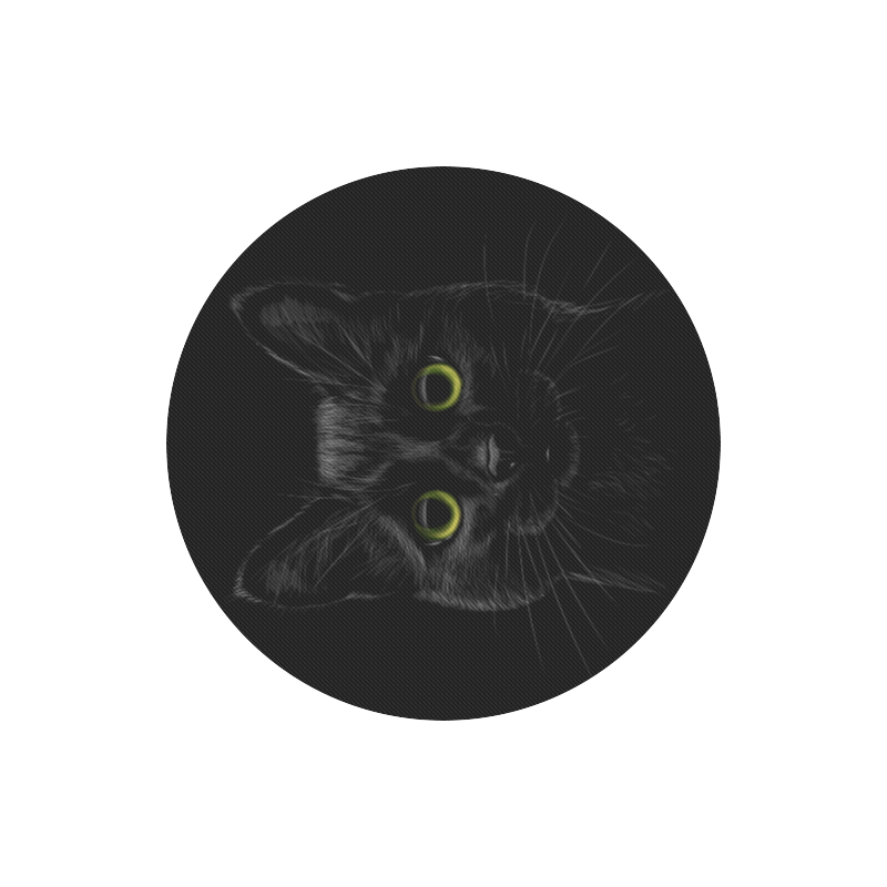 Black Cat Round Mousepad