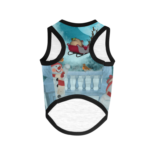 Funny snowman with Santa Claus All Over Print Pet Tank Top