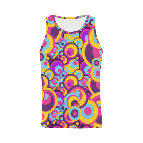 Retro Circles Groovy Violet, Yellow, Blue Colors All Over Print Tank Top for Men (Model T43)