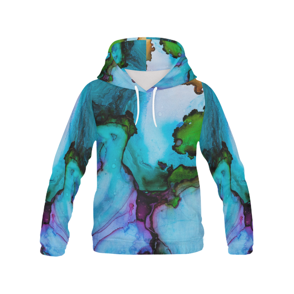 Blue green ink All Over Print Hoodie for Men (USA Size) (Model H13)