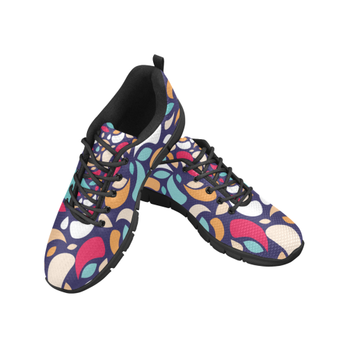 Multicolor Leaves And Geometric Shapes Women's Breathable Running Shoes (Model 055)