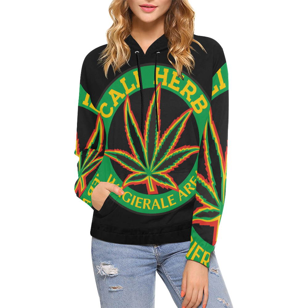 Cali Herb - oct 13 All Over Print Hoodie for Women (USA Size) (Model H13)