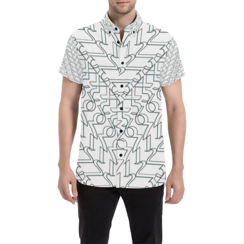 NUMBERS Collection 1234567 White/Outlined Men's All Over Print Short Sleeve Shirt (Model T53)
