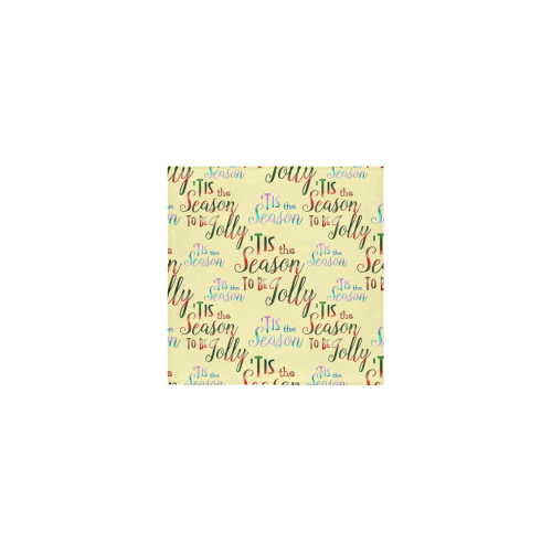 Christmas 'Tis The Season Pattern on Yellow Square Towel 13“x13”