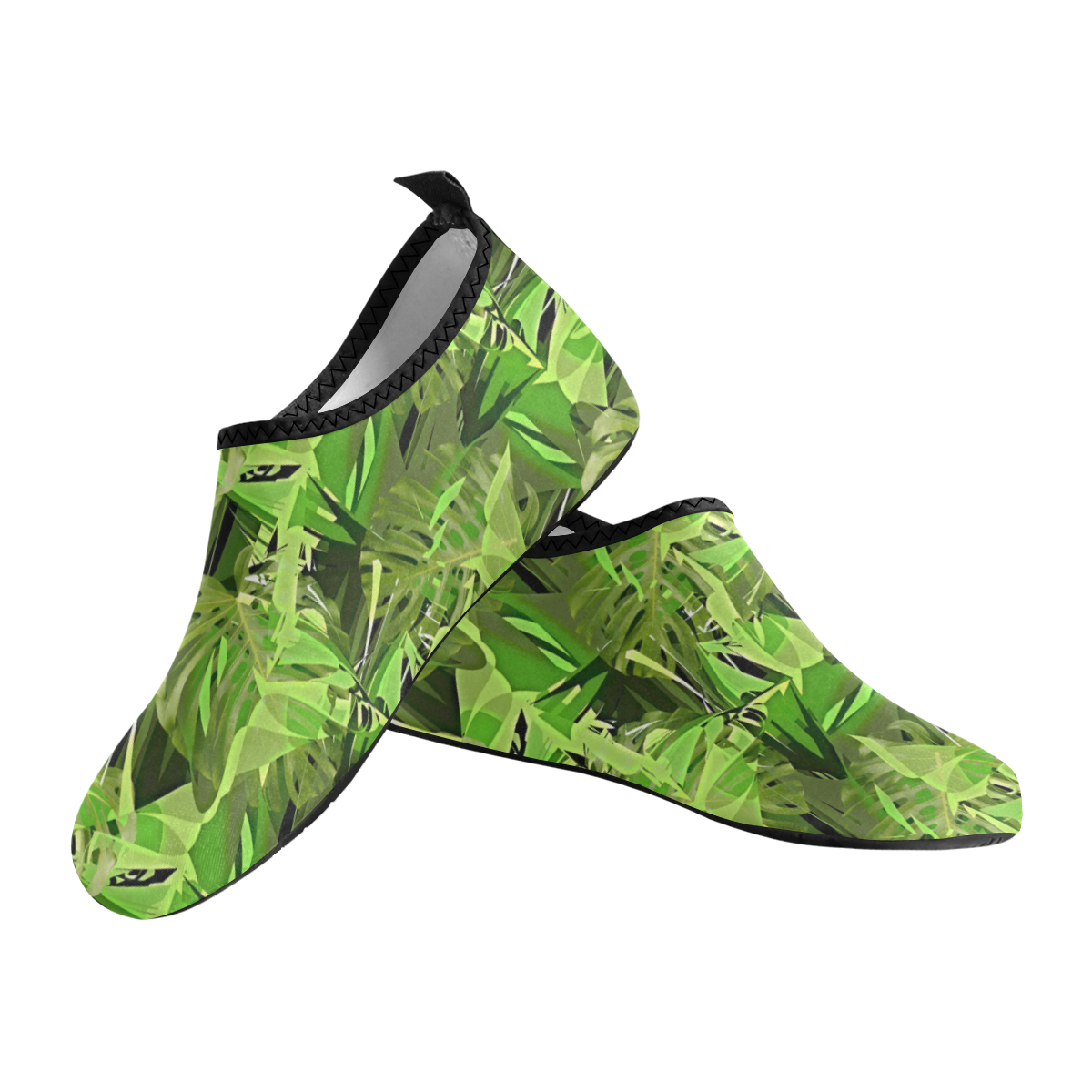Tropical Jungle Leaves Camouflage Women's Slip-On Water Shoes (Model 056)
