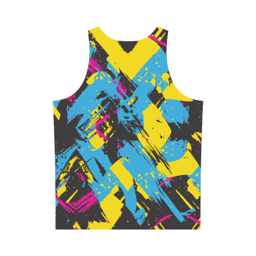 Colorful paint stokes on a black background All Over Print Tank Top for Men (Model T43)