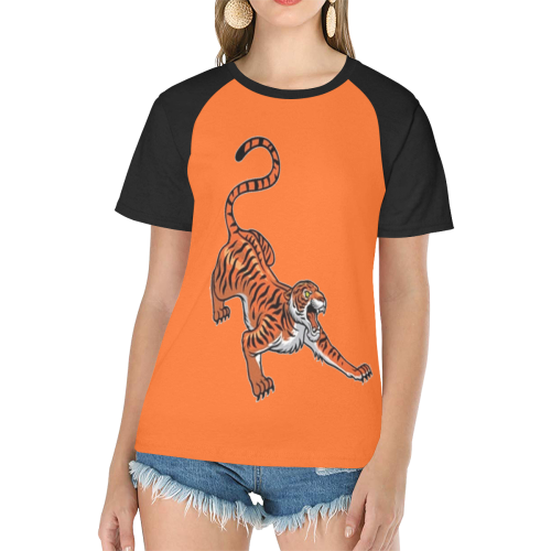 tiger Women's Raglan T-Shirt/Front Printing (Model T62)