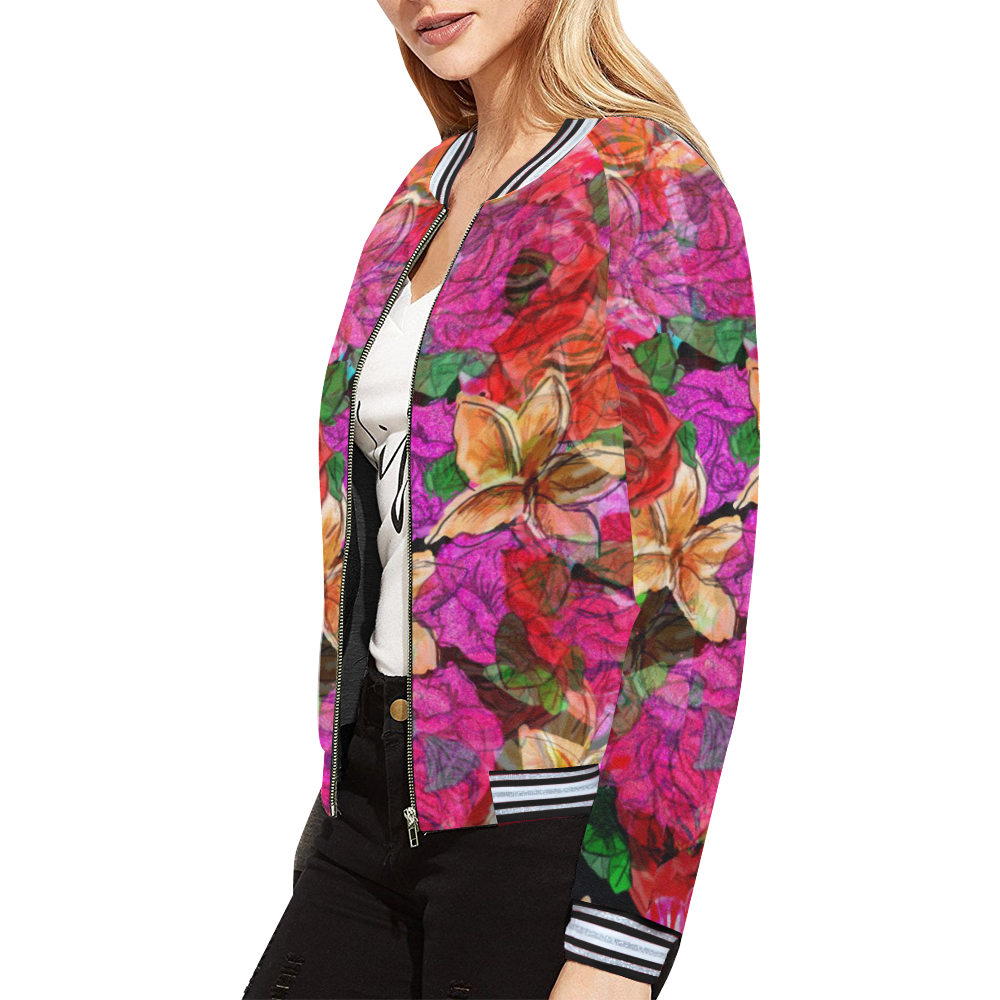 florallusion Jacket All Over Print Bomber Jacket for Women (Model H21)